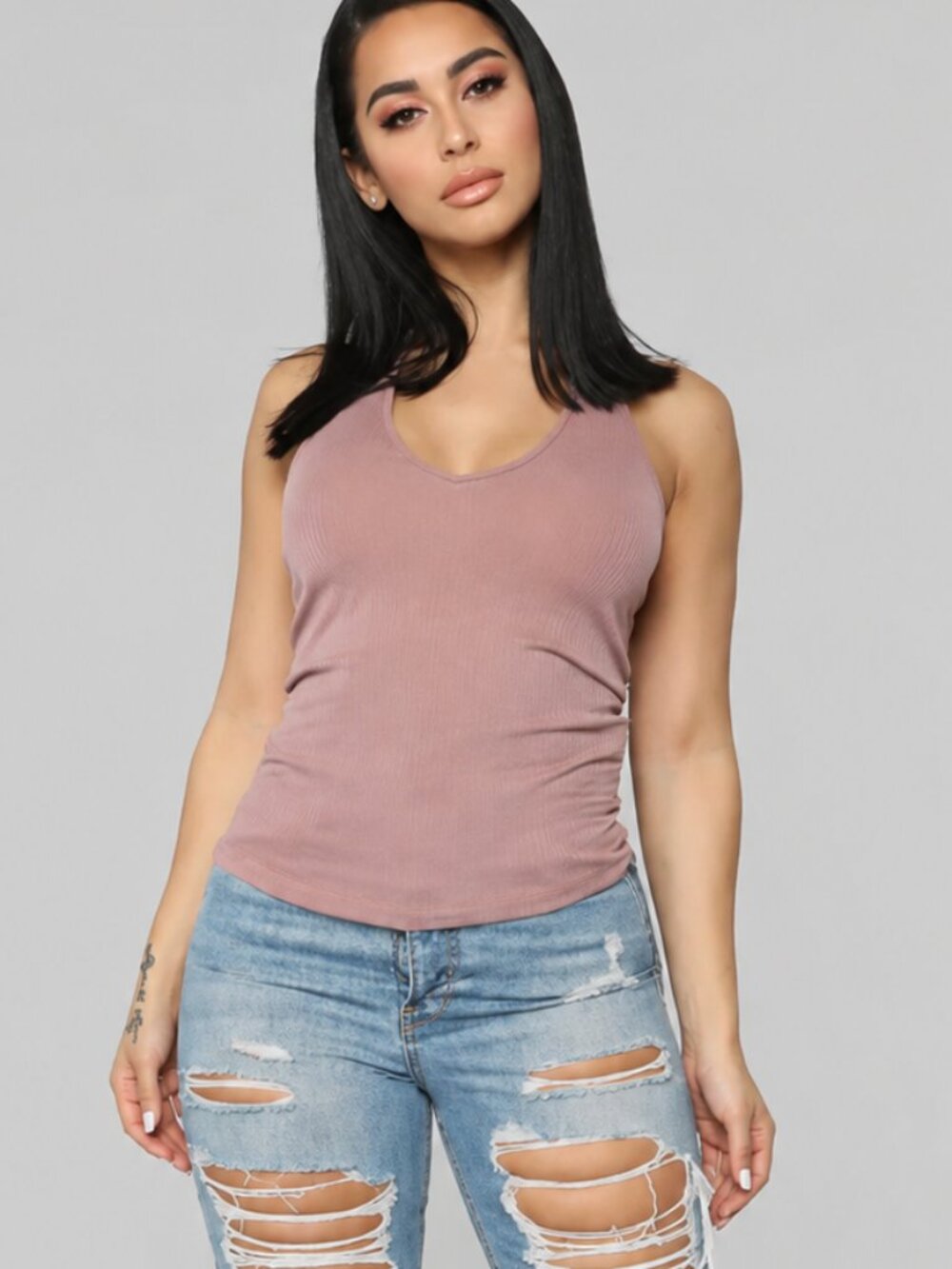 Fashion Nova Kalani Halter Top Dusty Pink XS NWT Ribbed